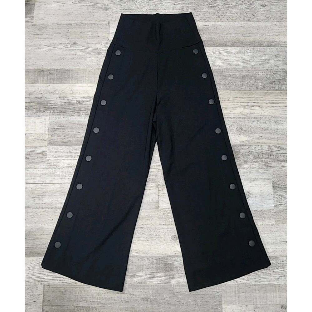 Cabi Women's Snap High Rise Wide Leg Ankle Crop Black Pants Sizes XSmall